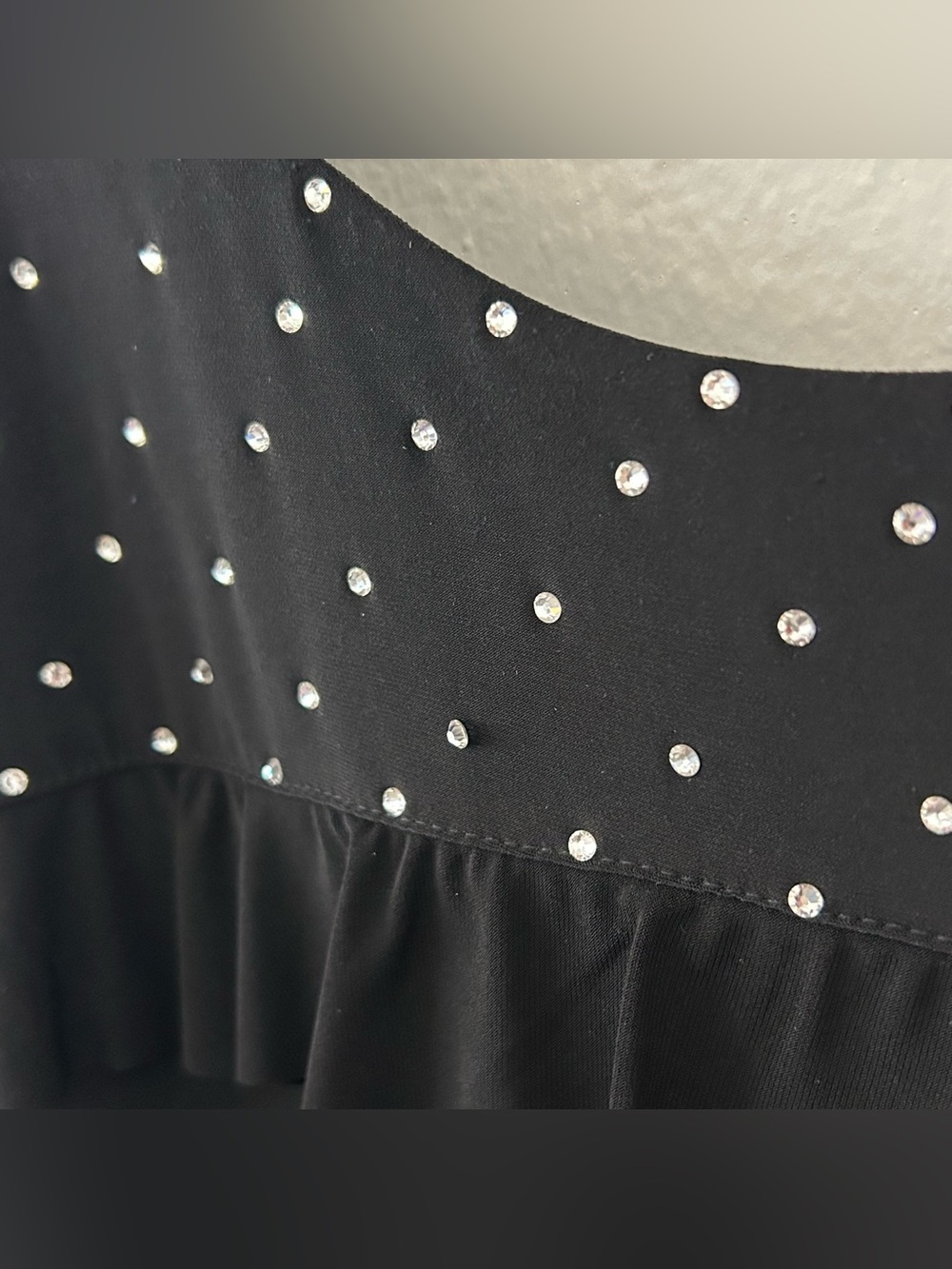 Tango Mango Swarovski Crystal Rhinestone Ruffle Dress Knee Length Black Size M - Picture 4 of 10
